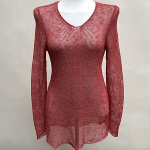 Eileen Fisher Women's Top Size Small Pink Coral Linen Blend